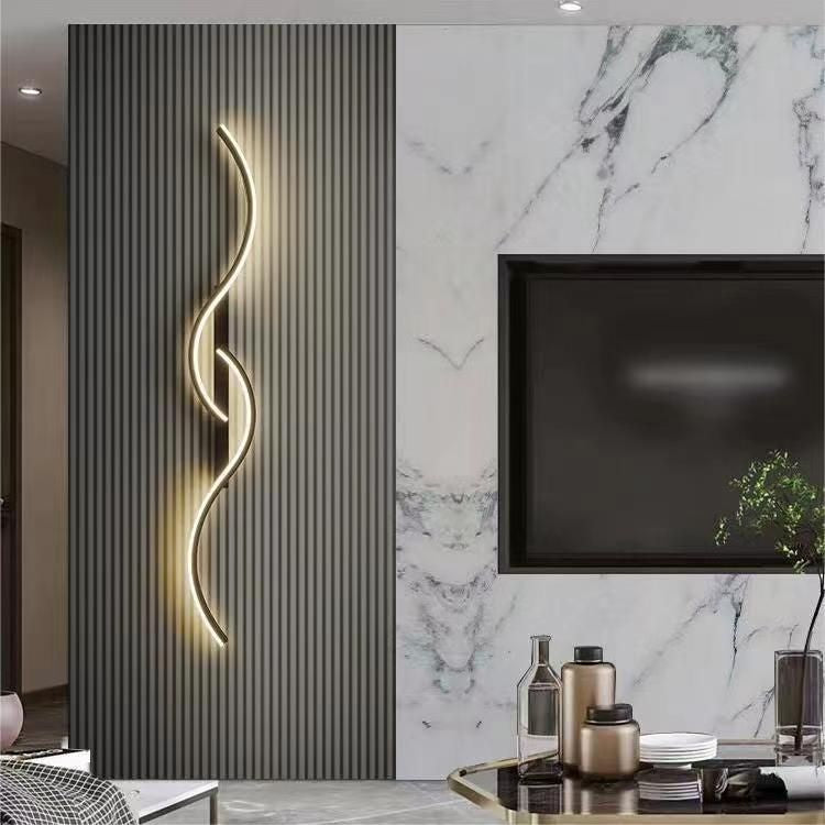 Modern Minimalist Long Curve Aluminum Silicone LED Wall Sconce Lamp For Bedroom