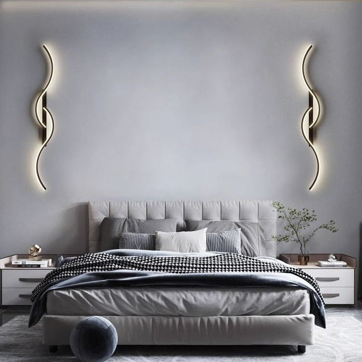 Lámpara apliques de pared LED de aluminio y silicona de curva larga minimalista moderna para dormitorio 