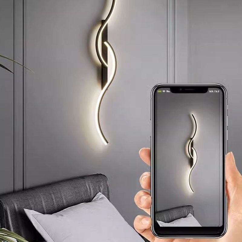 Lámpara apliques de pared LED de aluminio y silicona de curva larga minimalista moderna para dormitorio 