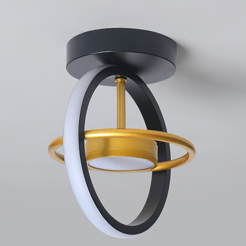 Modern Minimalist Round Square PC Aluminum LED Semi-Flush Mount Ceiling Light For Hallway