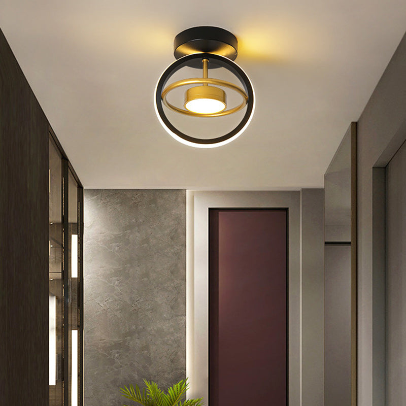 Modern Minimalist Round Square PC Aluminum LED Semi-Flush Mount Ceiling Light For Hallway