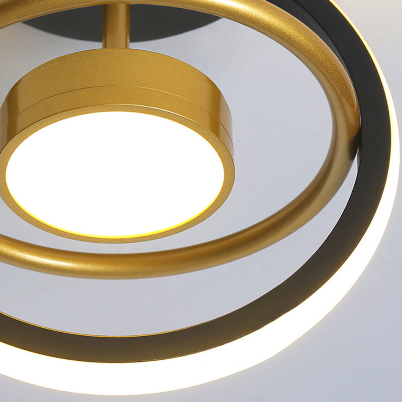 Modern Minimalist Round Square PC Aluminum LED Semi-Flush Mount Ceiling Light For Hallway