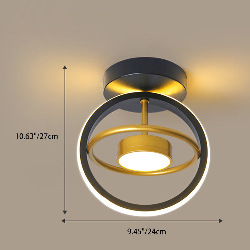 Modern Minimalist Round Square PC Aluminum LED Semi-Flush Mount Ceiling Light For Hallway