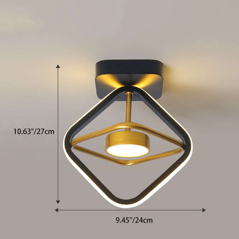 Modern Minimalist Round Square PC Aluminum LED Semi-Flush Mount Ceiling Light For Hallway