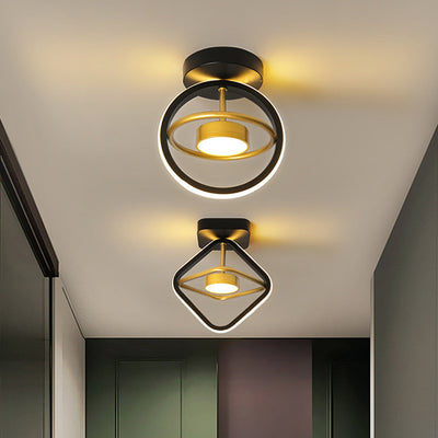 Modern Minimalist Round Square PC Aluminum LED Semi-Flush Mount Ceiling Light For Hallway