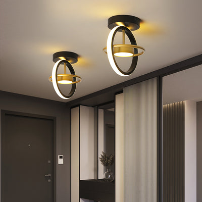Modern Minimalist Round Square PC Aluminum LED Semi-Flush Mount Ceiling Light For Hallway