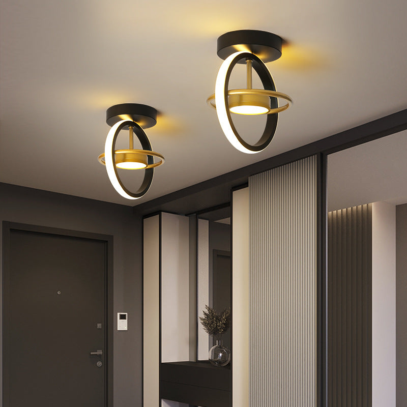 Modern Minimalist Round Square PC Aluminum LED Semi-Flush Mount Ceiling Light For Hallway