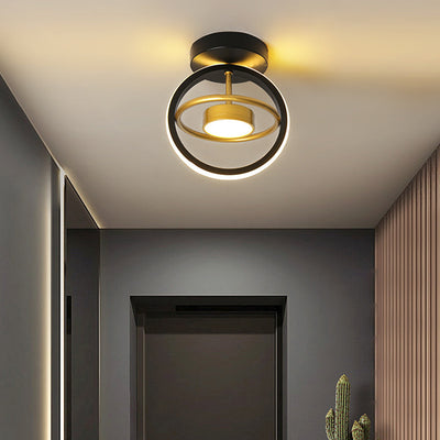 Modern Minimalist Round Square PC Aluminum LED Semi-Flush Mount Ceiling Light For Hallway