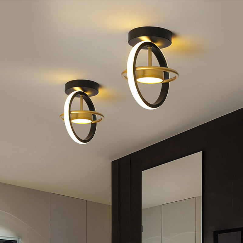 Modern Minimalist Round Square PC Aluminum LED Semi-Flush Mount Ceiling Light For Hallway