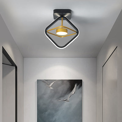 Modern Minimalist Round Square PC Aluminum LED Semi-Flush Mount Ceiling Light For Hallway