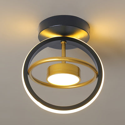 Modern Minimalist Round Square PC Aluminum LED Semi-Flush Mount Ceiling Light For Hallway