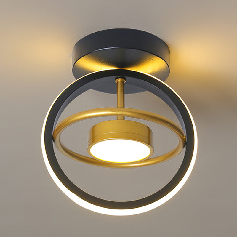 Modern Minimalist Round Square PC Aluminum LED Semi-Flush Mount Ceiling Light For Hallway