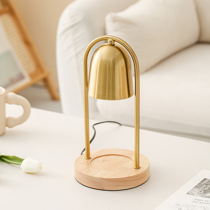 Moderne minimalistische Glockenrunde Zylinder Eisen Holz Marmor 1-Licht schmelzende Wachstischlampe für das Schlafzimmer 