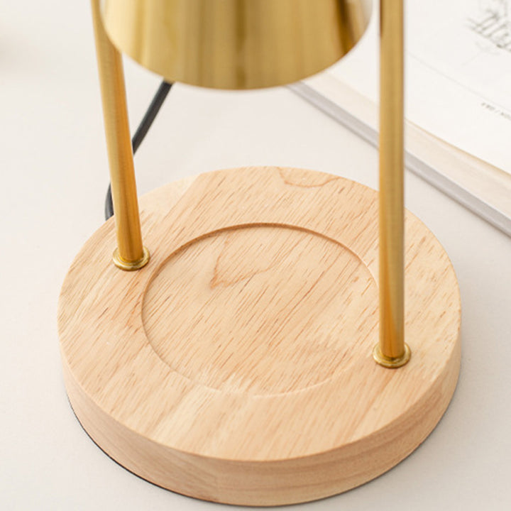 Moderne minimalistische Glockenrunde Zylinder Eisen Holz Marmor 1-Licht schmelzende Wachstischlampe für das Schlafzimmer 