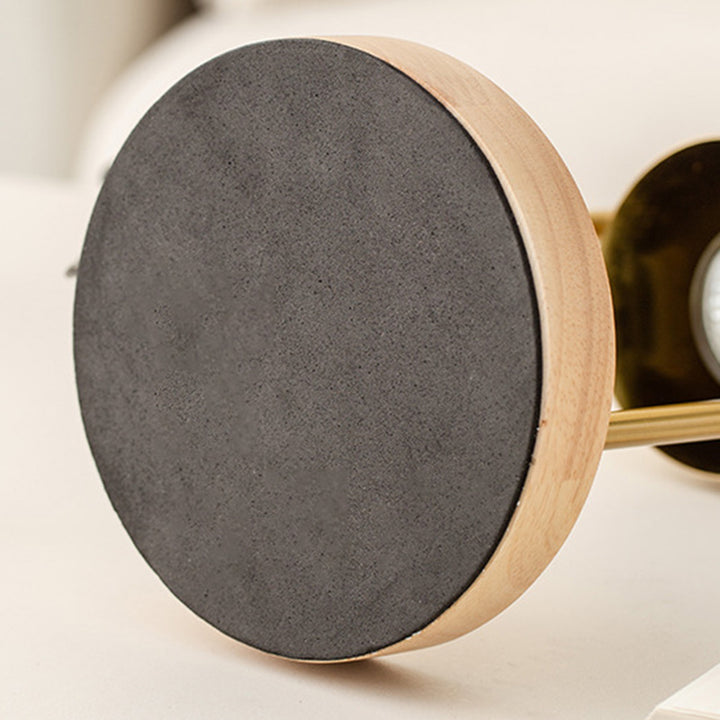 Moderne minimalistische Glockenrunde Zylinder Eisen Holz Marmor 1-Licht schmelzende Wachstischlampe für das Schlafzimmer 