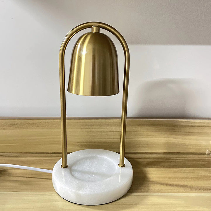 Moderne minimalistische Glockenrunde Zylinder Eisen Holz Marmor 1-Licht schmelzende Wachstischlampe für das Schlafzimmer 