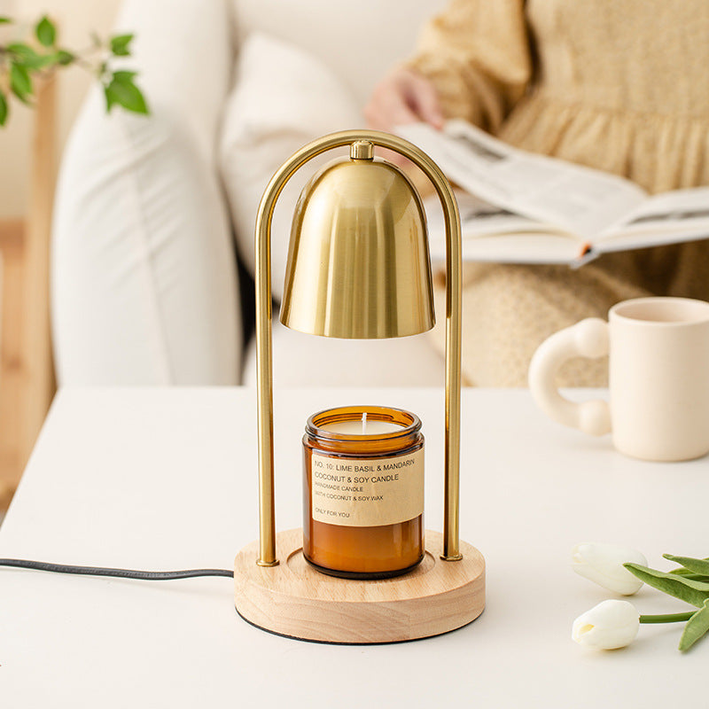 Moderne minimalistische Glockenrunde Zylinder Eisen Holz Marmor 1-Licht schmelzende Wachstischlampe für das Schlafzimmer 