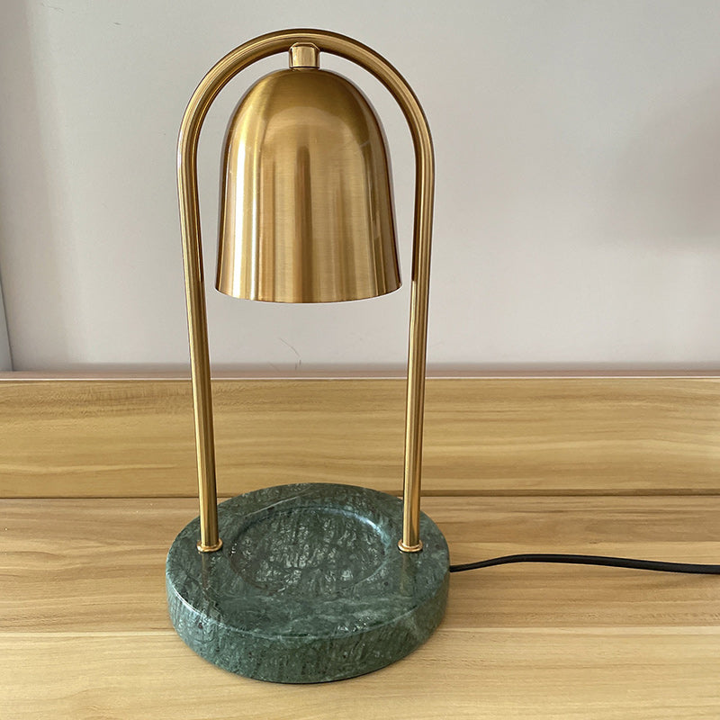 Moderne minimalistische Glockenrunde Zylinder Eisen Holz Marmor 1-Licht schmelzende Wachstischlampe für das Schlafzimmer 