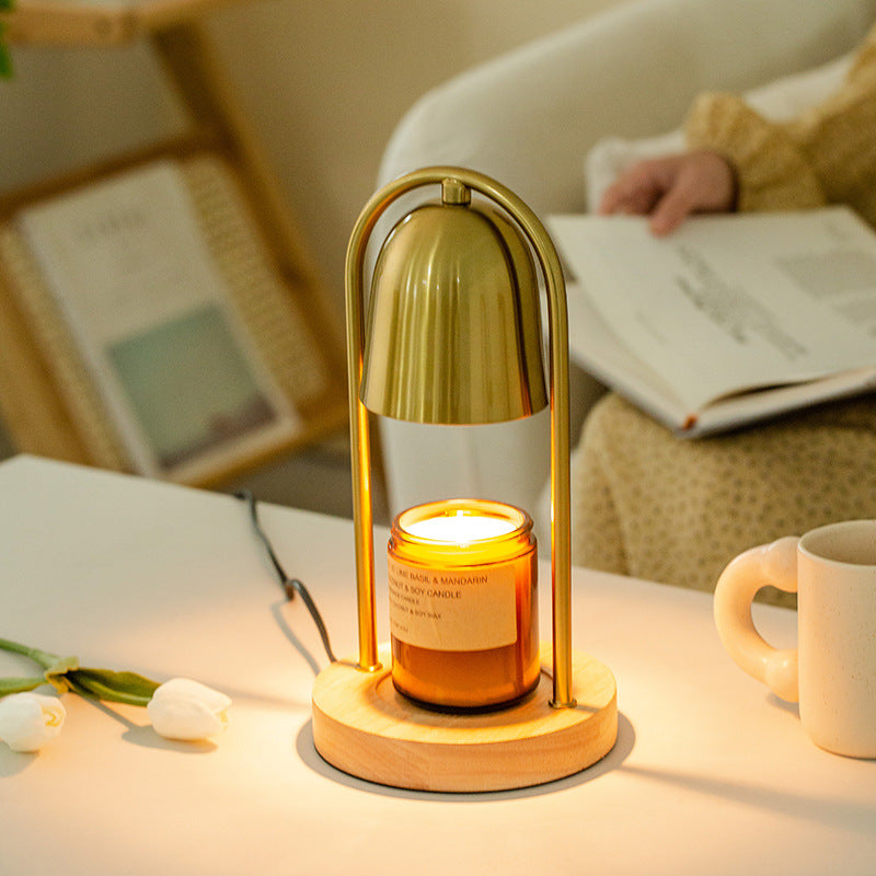 Moderne minimalistische Glockenrunde Zylinder Eisen Holz Marmor 1-Licht schmelzende Wachstischlampe für das Schlafzimmer 