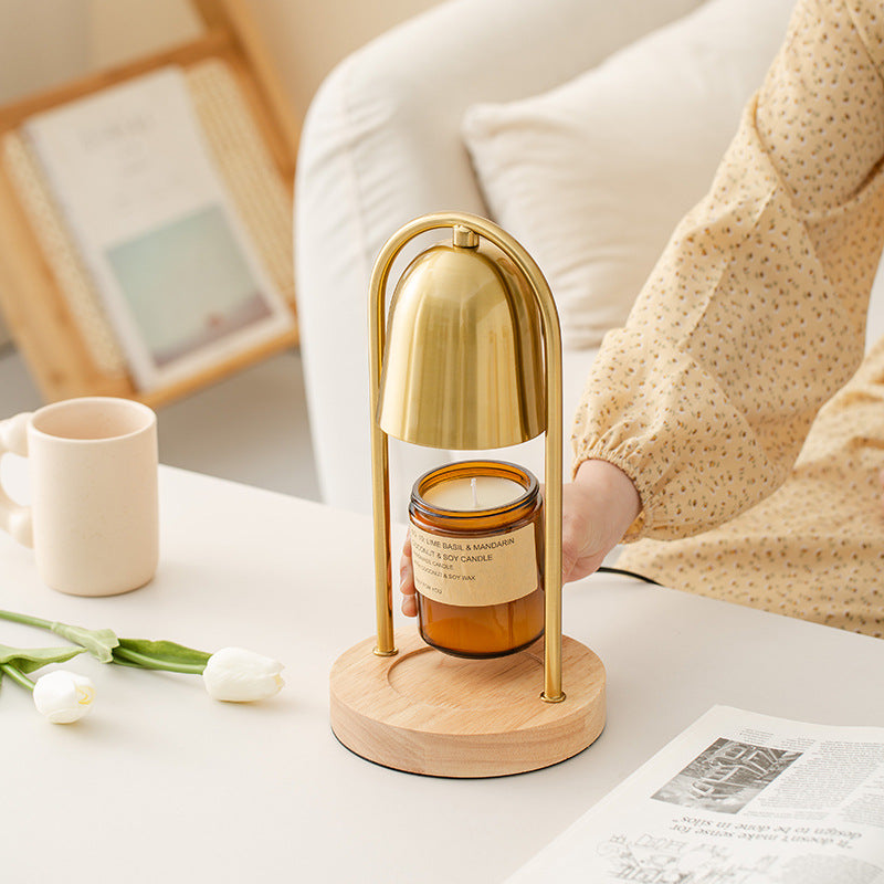 Moderne minimalistische Glockenrunde Zylinder Eisen Holz Marmor 1-Licht schmelzende Wachstischlampe für das Schlafzimmer 