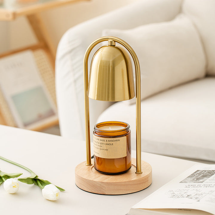 Moderne minimalistische Glockenrunde Zylinder Eisen Holz Marmor 1-Licht schmelzende Wachstischlampe für das Schlafzimmer 