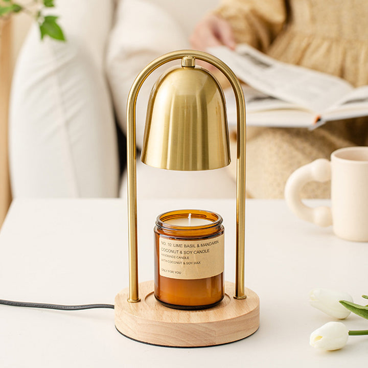 Moderne minimalistische Glockenrunde Zylinder Eisen Holz Marmor 1-Licht schmelzende Wachstischlampe für das Schlafzimmer 