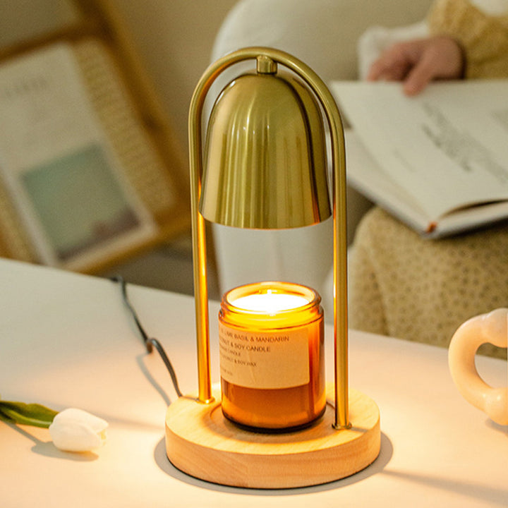 Moderne minimalistische Glockenrunde Zylinder Eisen Holz Marmor 1-Licht schmelzende Wachstischlampe für das Schlafzimmer 