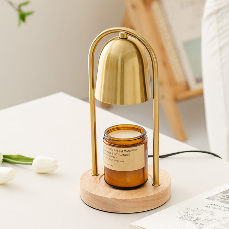 Moderne minimalistische Glockenrunde Zylinder Eisen Holz Marmor 1-Licht schmelzende Wachstischlampe für das Schlafzimmer 
