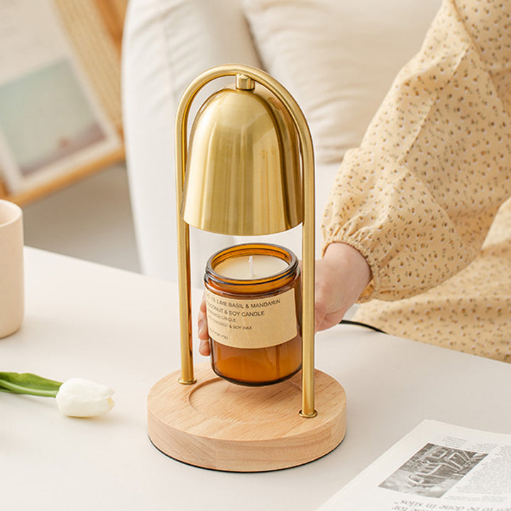 Moderne minimalistische Glockenrunde Zylinder Eisen Holz Marmor 1-Licht schmelzende Wachstischlampe für das Schlafzimmer 
