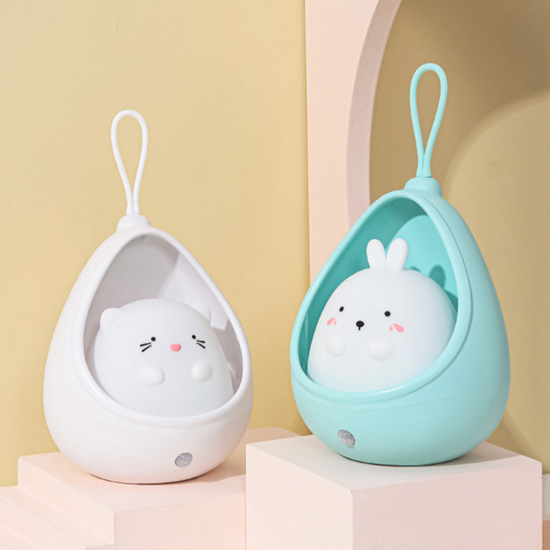 Zeitgenössische kreative USB-Katzen-Hasen-Dreieck-Kegel-ABS-Silikon-LED-Tischlampe für das Schlafzimmer 