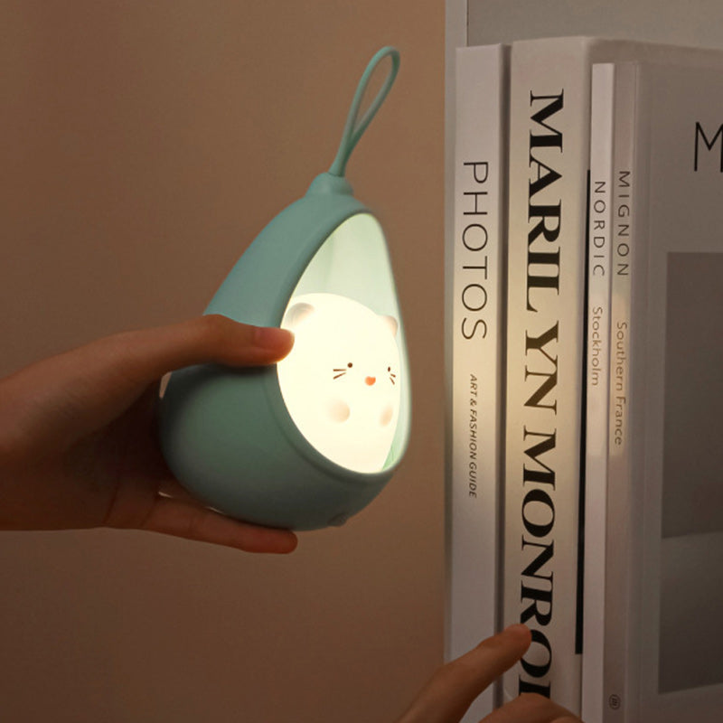 Zeitgenössische kreative USB-Katzen-Hasen-Dreieck-Kegel-ABS-Silikon-LED-Tischlampe für das Schlafzimmer 