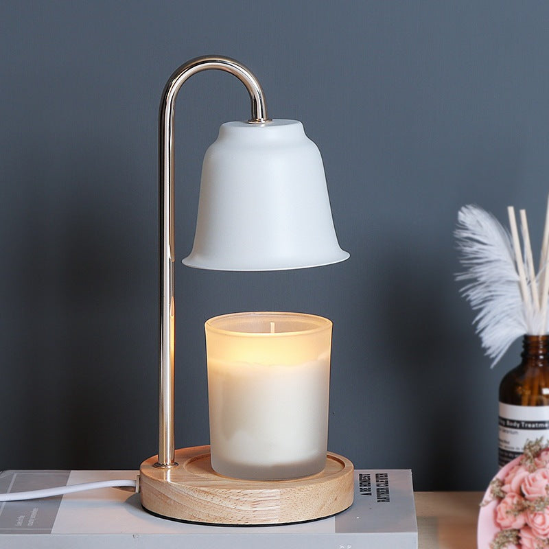 Lámpara de Mesa de Cera Derretida de 1 Luz de Hierro y Madera Cónica Redonda Moderna Minimalista para Dormitorio 