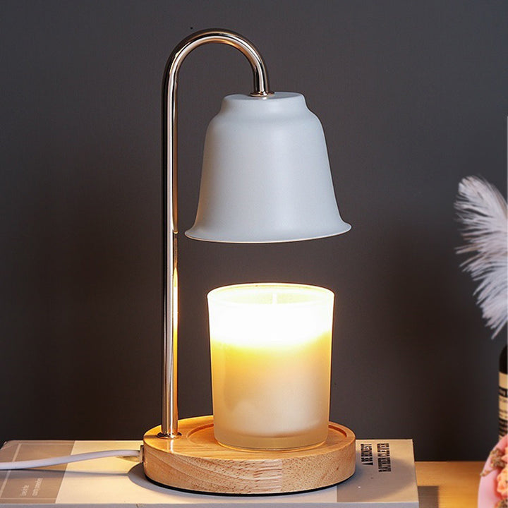 Lámpara de Mesa de Cera Derretida de 1 Luz de Hierro y Madera Cónica Redonda Moderna Minimalista para Dormitorio 
