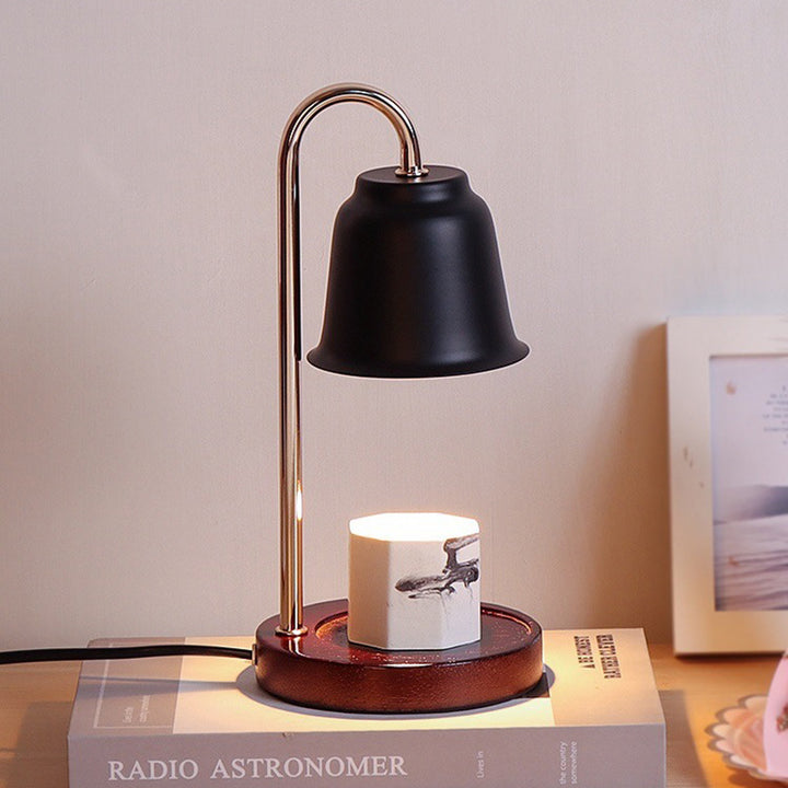 Lámpara de Mesa de Cera Derretida de 1 Luz de Hierro y Madera Cónica Redonda Moderna Minimalista para Dormitorio 