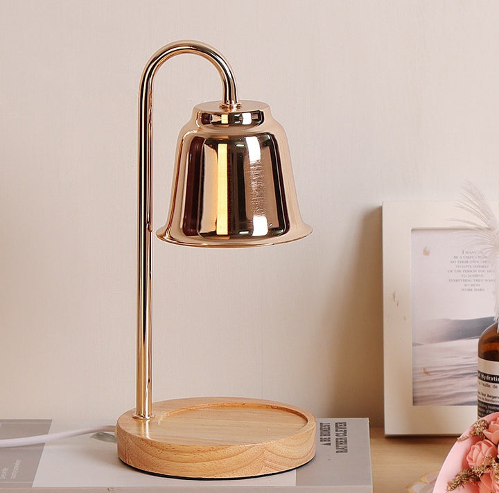 Lámpara de Mesa de Cera Derretida de 1 Luz de Hierro y Madera Cónica Redonda Moderna Minimalista para Dormitorio 