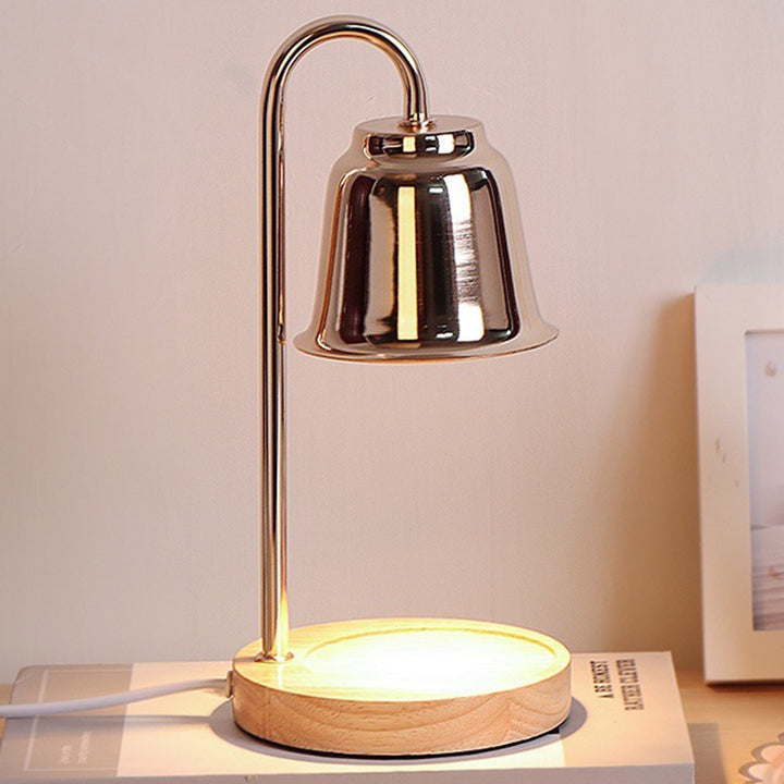 Lámpara de Mesa de Cera Derretida de 1 Luz de Hierro y Madera Cónica Redonda Moderna Minimalista para Dormitorio 