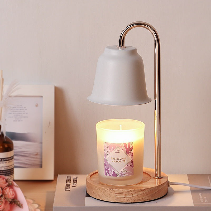 Lámpara de Mesa de Cera Derretida de 1 Luz de Hierro y Madera Cónica Redonda Moderna Minimalista para Dormitorio 