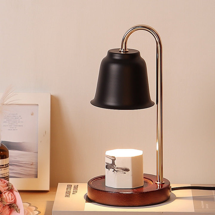 Lámpara de Mesa de Cera Derretida de 1 Luz de Hierro y Madera Cónica Redonda Moderna Minimalista para Dormitorio 