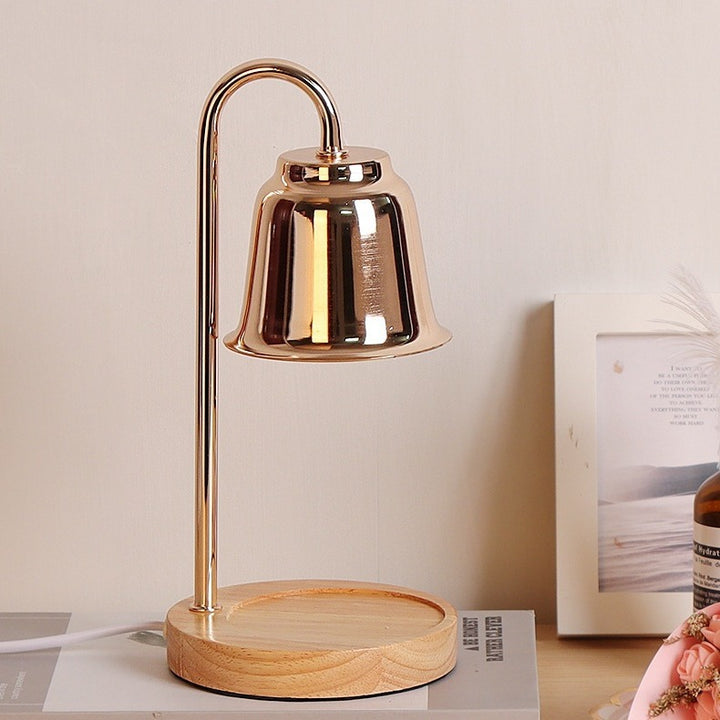 Lámpara de Mesa de Cera Derretida de 1 Luz de Hierro y Madera Cónica Redonda Moderna Minimalista para Dormitorio 