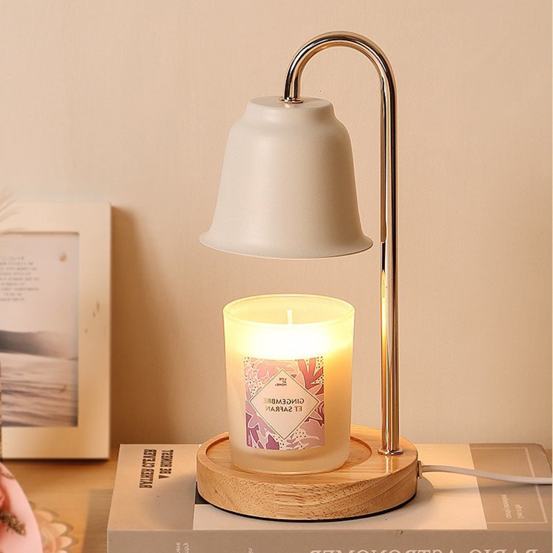 Lámpara de Mesa de Cera Derretida de 1 Luz de Hierro y Madera Cónica Redonda Moderna Minimalista para Dormitorio 