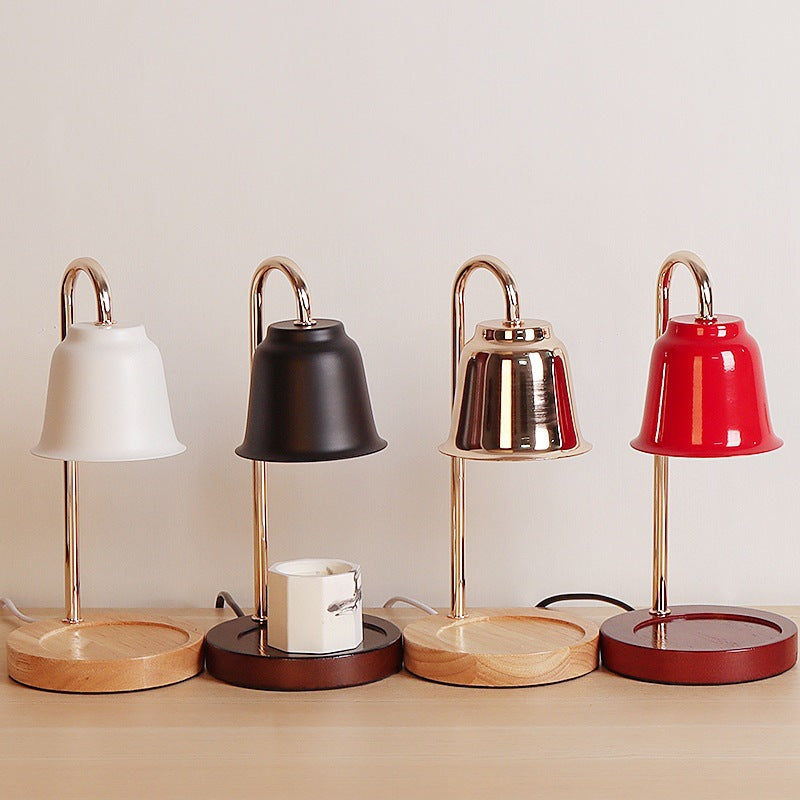 Lámpara de Mesa de Cera Derretida de 1 Luz de Hierro y Madera Cónica Redonda Moderna Minimalista para Dormitorio 