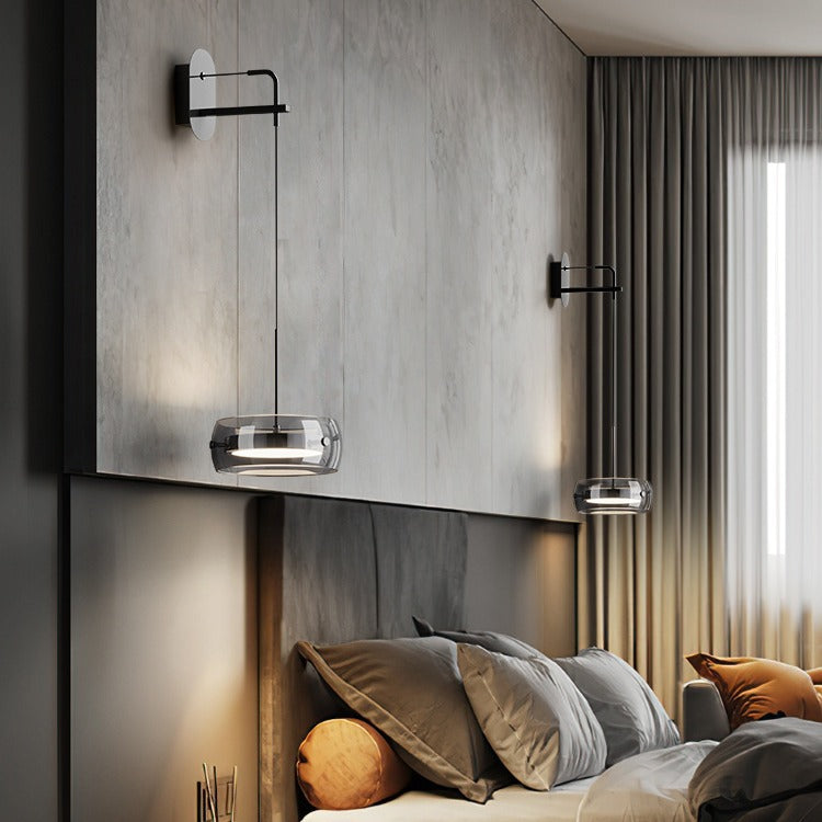 Applique murale LED en verre et aluminium fer cylindre rond scandinave contemporain pour chambre à coucher 