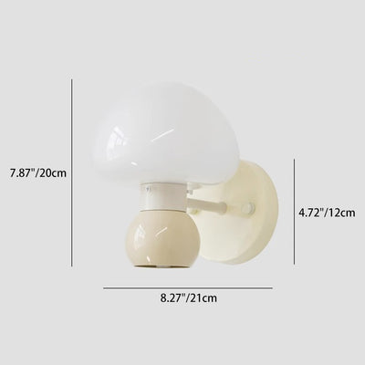 Lámpara de Aplique de Pared de 1 Luz de PVC de Hierro Redondo con Crema de Champiñones Escandinava Contemporánea para Dormitorio 