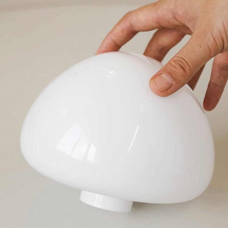 Contemporary Scandinavian Cream Mushroom Round Iron PVC 1-Light Wall Sconce Lamp For Bedroom