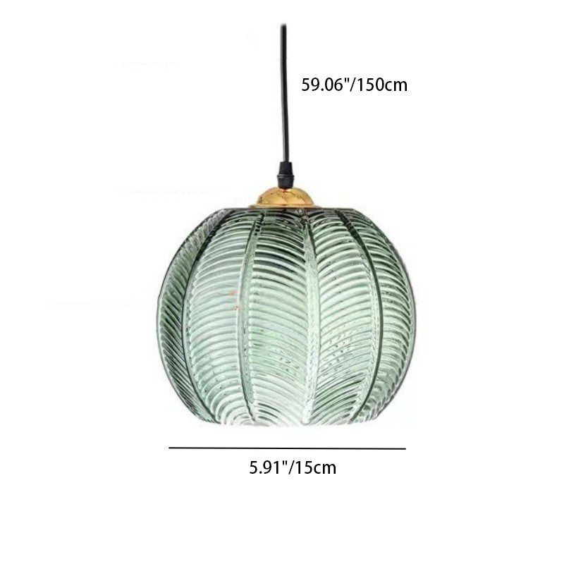 Zeitgenössisches skandinavisches Blattmuster Rundes Hardware Glas 1-Licht Pendelleuchte für Esszimmer 
