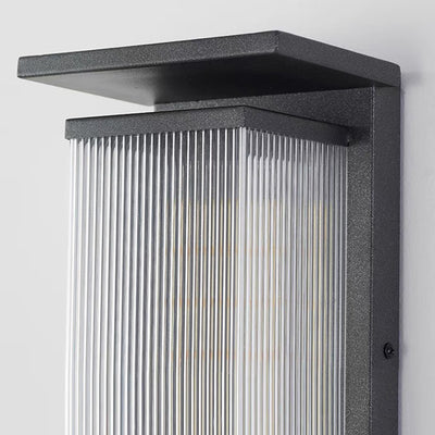 Moderne minimalistische rechteckige Wandleuchte aus Edelstahl und Acryl mit LED für den Außenbereich 