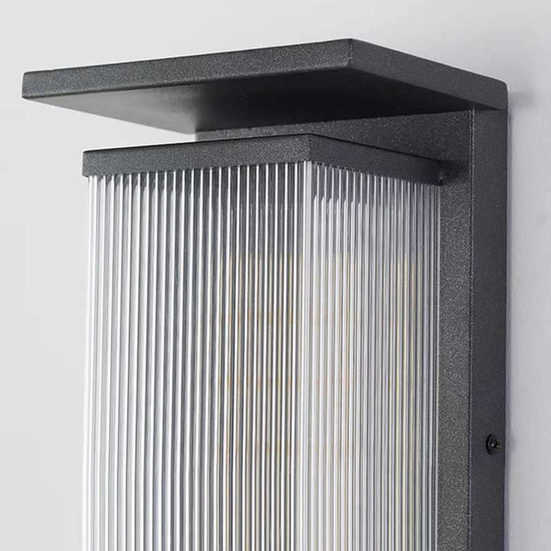 Moderne minimalistische rechteckige Wandleuchte aus Edelstahl und Acryl mit LED für den Außenbereich 