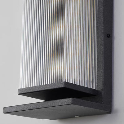 Moderne minimalistische rechteckige Wandleuchte aus Edelstahl und Acryl mit LED für den Außenbereich 