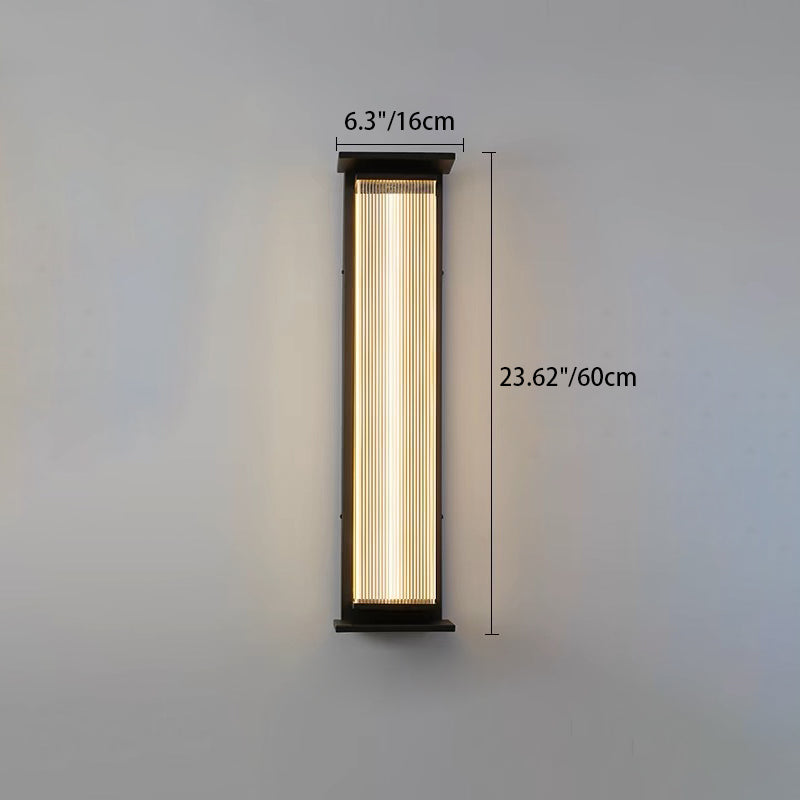Moderne minimalistische rechteckige Wandleuchte aus Edelstahl und Acryl mit LED für den Außenbereich 