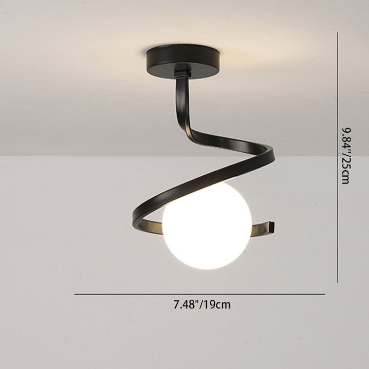 Luz de techo semiempotrada de 1 luz con orbe redondo minimalista moderno de hierro y vidrio para pasillo 